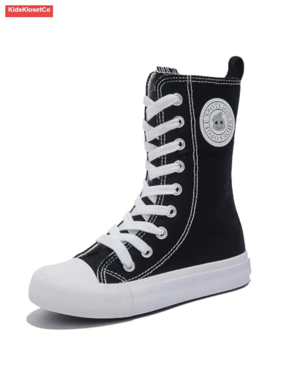 Kids Canvas Lace Up High Top Sneakers Boys Girls Side Zipper
